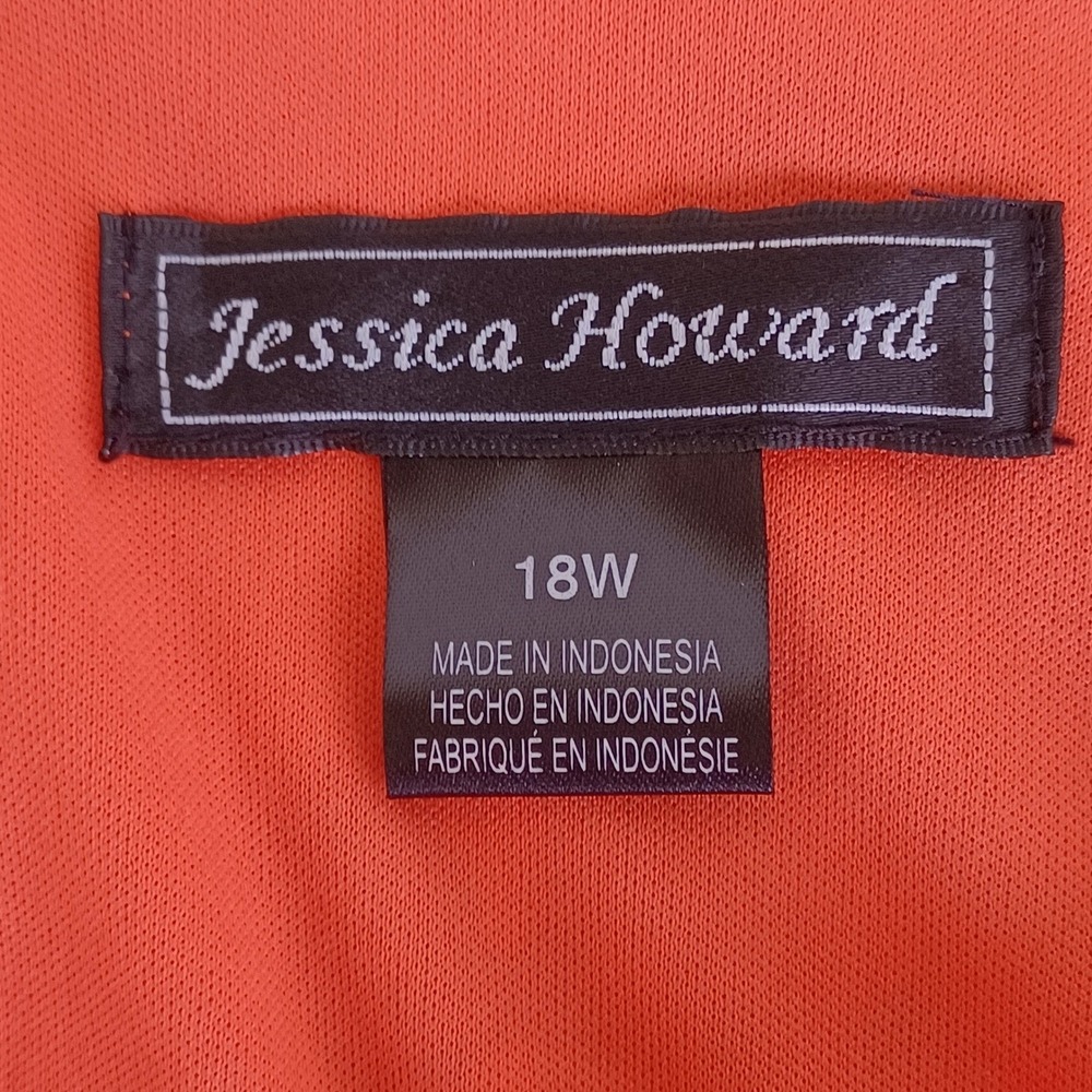 Jessica Howard 18W Orange Floral Sleeveless Pleated Midi Dress Ruffle Hem Belted - Picture 3 of 11